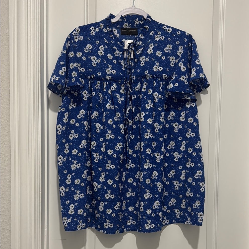 Women’s Lane Bryant Blue Floral Blouse - 16 - NWT